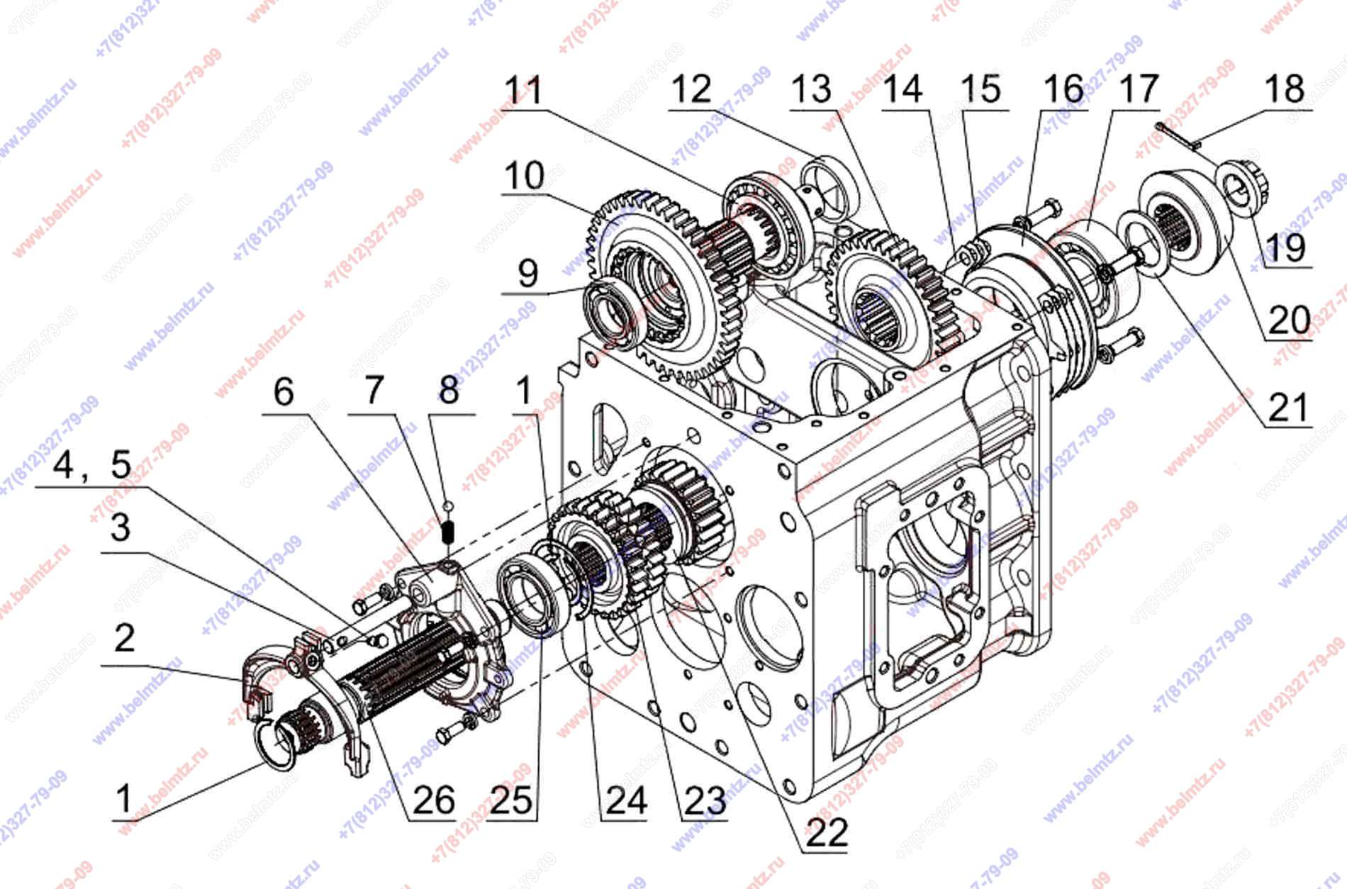 Схема шестеренок коробки передач МТЗ 82