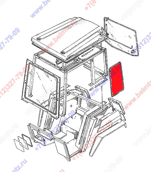 220-6708111 Стекло кабины бок. 757х375мм