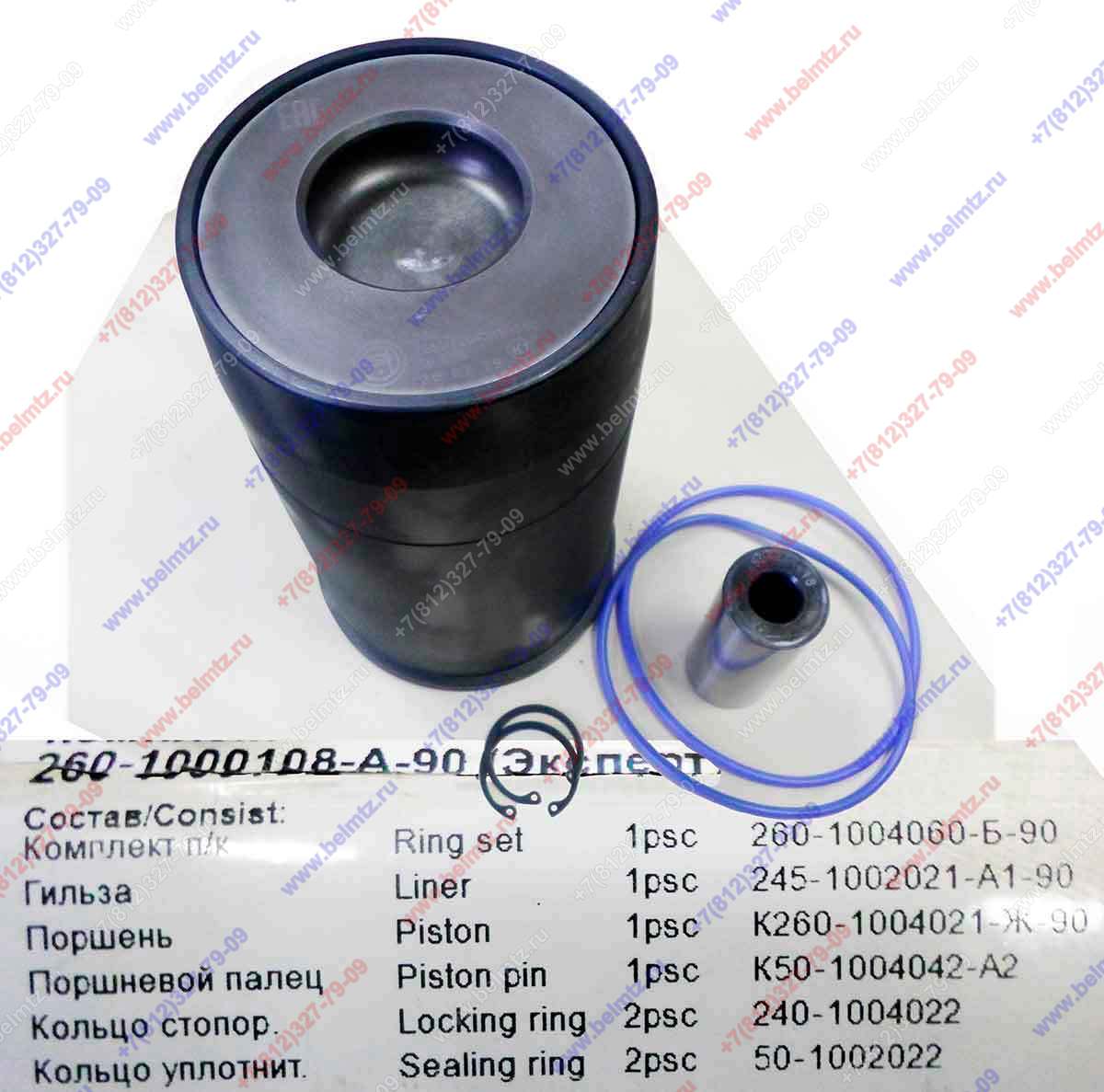 260-1000108-А-90 Поршнекомплект Эксперт Д-245/260 (d пальца-38мм) под 3 поршн.кольца (евро 2)
